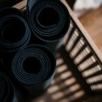 Sunlight hitting a fitness mat